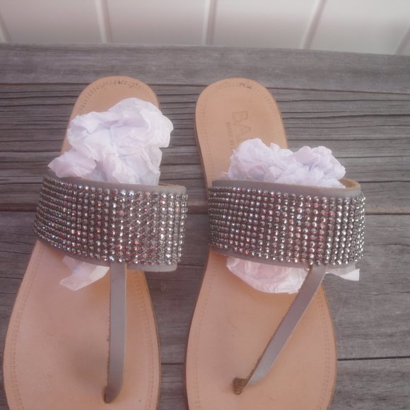 Bahia Made In Italy Slide Leather Sandal Rhinestone 7.5 Women. Great condition! - Picture 7 of 7